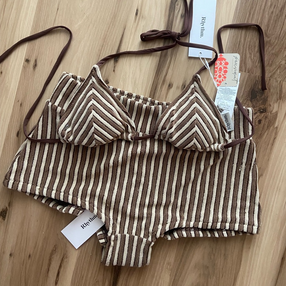 Free People Brown and White Striped Bikini - Picture 2 of 6